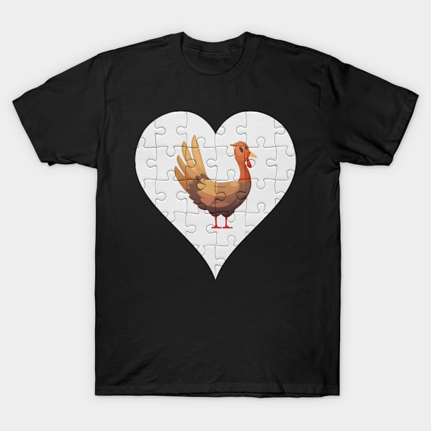 Jigsaw  Turkey Heart Design - Farm Animals Turkey T-Shirt by giftideas